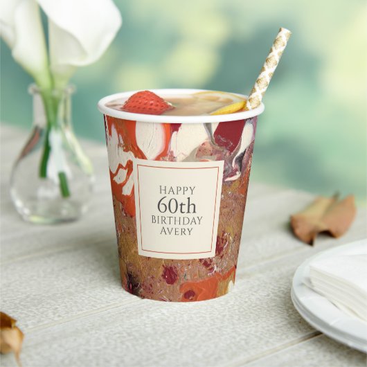 Boho Kleurrijke Abstracte 60ste Verjaardagsfeest Papieren Bekers (Insitu)