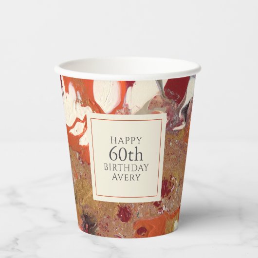 Boho Kleurrijke Abstracte 60ste Verjaardagsfeest Papieren Bekers (Voorkant)