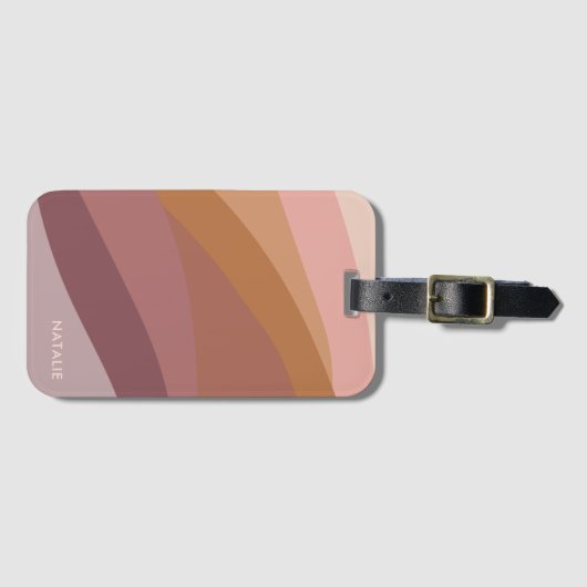 Boho Kleurrijke Abstracte Retro Naam Bagagelabel (Voorkant (horizontaal))