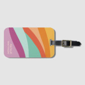 Boho Kleurrijke Abstracte Retro Naam Bagagelabel (Voorkant (horizontaal))