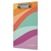 Boho Kleurrijke Abstracte Retro Naam Klembord (Links)