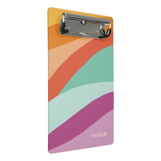 Boho Kleurrijke Abstracte Retro Naam Mini Klembord (Schuin)
