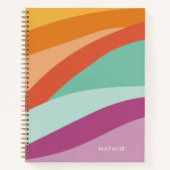 Boho Kleurrijke Abstracte Retro Naam Notitieboek (Voorkant)