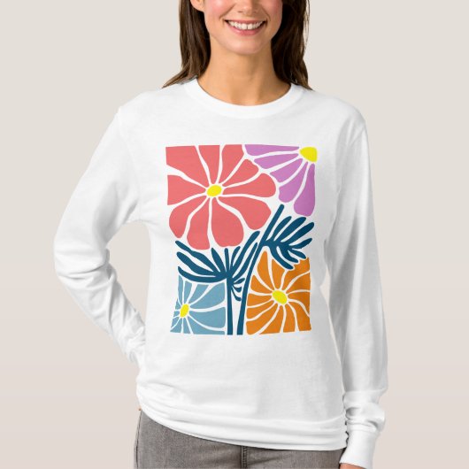 Boho Kleurrijke bladeren en bloemen T-shirt ontwer (Voorkant)