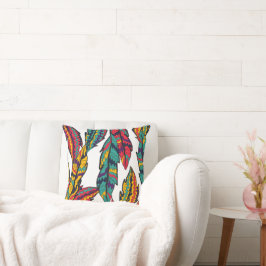 Boho kleurrijke bladeren patroon kussen
