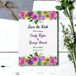 Boho Kleurrijke Bloemen Botanische Bloemige Bruilo Save The Date