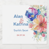 Boho Kleurrijke Bloemen Eet- en Drinklabel Set Bier Etiket (Enkel label)