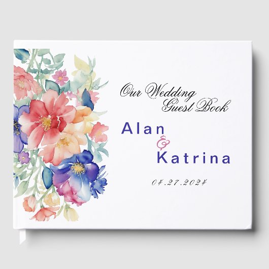Boho Kleurrijke Bloemen Gastboek Gastenboek (Voorkant)
