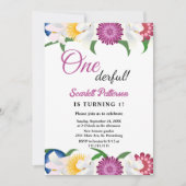 Boho Kleurrijke Bloemen Moderne Bloemen 1e Verjaar Kaart (Voorkant)