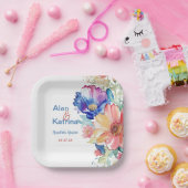 Boho Kleurrijke Bloemen Papieren Bord (Feest)