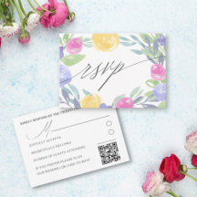 Boho Kleurrijke Bloemen Waterverf bruiloft RSVP