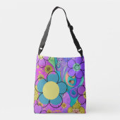 Boho kleurrijke bloemenprint crossbody tas (Achterkant)