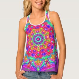 Boho Kleurrijke Carnaval Lights Paarse Mandala Tanktop