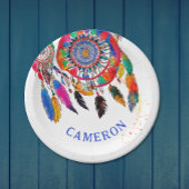 Boho Kleurrijke Dreamcatcher Bday Feather Waterver Papieren Bordje