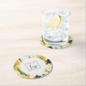 Boho Kleurrijke Gele Oker Geschilderde Bloemen Log Ronde Kartonnen Onderzetter (Insitu)