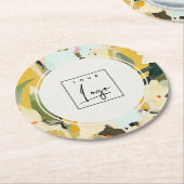 Boho Kleurrijke Gele Oker Geschilderde Bloemen Log Ronde Kartonnen Onderzetter (Gebogen)