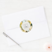 Boho Kleurrijke Gele Oker Geschilderde Bloemen Log Ronde Sticker (Envelop)