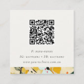 Boho Kleurrijke Gele Oker Geschilderde Bloemen QR  Vierkante Visitekaartje (Achterkant)