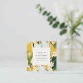 Boho Kleurrijke Gele Oker Geschilderde Bloemen QR  Vierkante Visitekaartje (Staand voorkant)