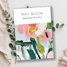 Boho Kleurrijke Geschilderde Bloemen Blank Sierade Visitekaartje