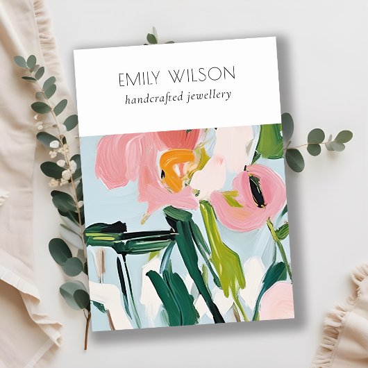 Boho Kleurrijke Geschilderde Bloemen Blank Sierade Visitekaartje