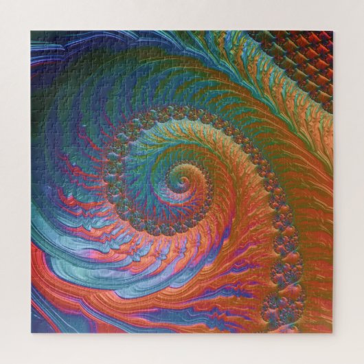 Boho Kleurrijke Gradiënt Spiraal Fractale Abstract Legpuzzel (Verticaal)