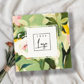 Boho Kleurrijke Groen Roze Geschilderde Bloemen Lo Vierkante Visitekaartje