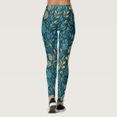 Boho kleurrijke groene botanische bladeren groen leggings (Achterkant)