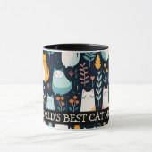 Boho Kleurrijke Katten en Bladeren Kat Moeder Mok (Midden)