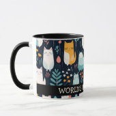 Boho Kleurrijke Katten en Bladeren Kat Moeder Mok (Links)