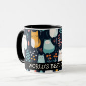 Boho Kleurrijke Katten en Bladeren Kat Moeder Mok (Voorkant links)