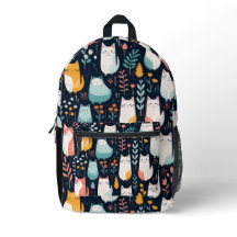 Boho kleurrijke katten en bladeren patroon