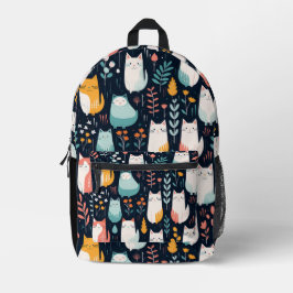 Boho kleurrijke katten en bladeren patroon bedrukte rugzak