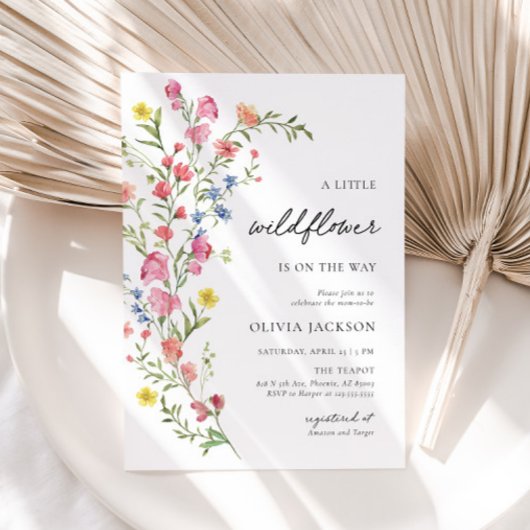 Boho Kleurrijke Kleine Wildflower Fairy Baby showe Kaart