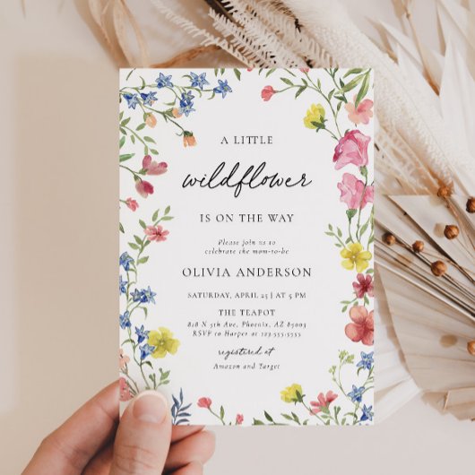 Boho Kleurrijke Kleine Wildflower Fairy Baby showe Kaart