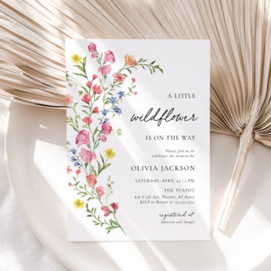 Boho Kleurrijke Kleine Wildflower Fairy Baby showe Kaart