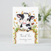Boho Kleurrijke Koe Baby shower Bedankkaart (Staand voorkant)