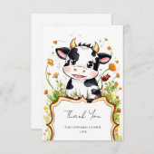 Boho Kleurrijke Koe Baby shower Bedankkaart (Voorkant / Achterkant)
