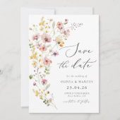 Boho kleurrijke lente grillige wilde bloem bruilof save the date (Voorkant)