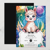 Boho Kleurrijke Llama Verjaardag Kaart (Voorkant / Achterkant)