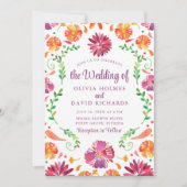 Boho Kleurrijke Mexicaanse Bloemen Fiesta Bruiloft Kaart (Voorkant)