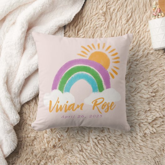 Boho Kleurrijke Regenboog Baby Verjaardagskwekerij Kussen (Deken)