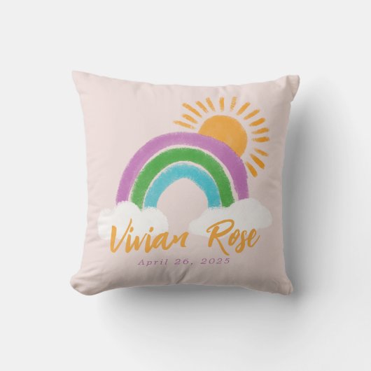Boho Kleurrijke Regenboog Baby Verjaardagskwekerij Kussen (Voorkant)