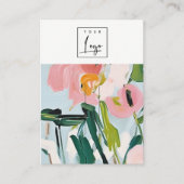 Boho Kleurrijke Roze Blauw Geschilderde Bloemen Ha Visitekaartje (Voorkant)