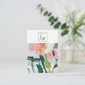 Boho Kleurrijke Roze Blauw Geschilderde Bloemen Ha Visitekaartje (Staand voorkant)