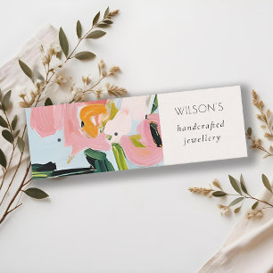 Boho Kleurrijke Roze Blauw Geschilderde Bloemen Oo Mini Visitekaartje