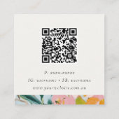 Boho Kleurrijke Roze Blauw Geschilderde Bloemen QR Vierkante Visitekaartje (Achterkant)