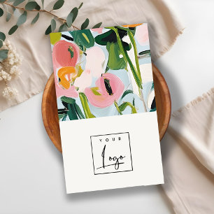 Boho Kleurrijke Roze Blauw Groen Geschilderde Bloe Visitekaartje