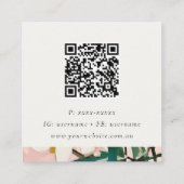 Boho Kleurrijke Roze Blauwgroen Geschilderde Bloem Vierkante Visitekaartje (Achterkant)