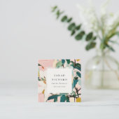 Boho Kleurrijke Roze Blauwgroen Geschilderde Bloem Vierkante Visitekaartje (Staand voorkant)